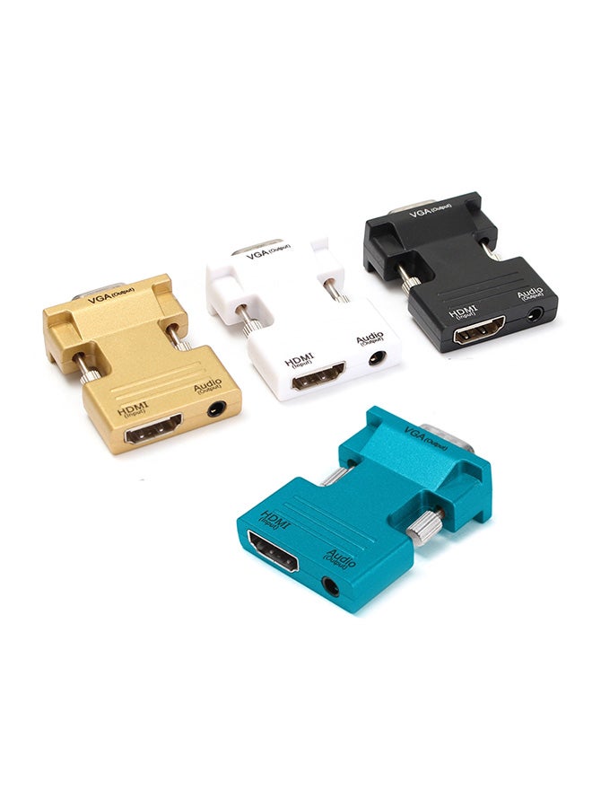 1080P HD VGA to HDMI HDTV Video Audio Converter Box Adapter With Audio VGA to HDMI Male To Female Adapter For DVD/PC/Laptop Black