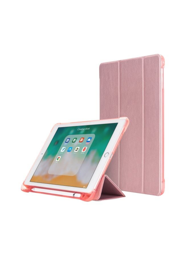 EHOME Leather Case Cover With Pencil Holder For Apple iPad (2018) Rose Gold