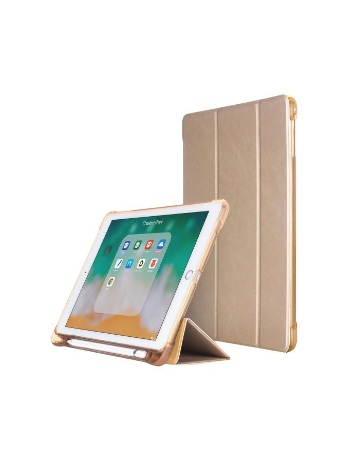 EHOME Leather Case Cover With Pencil Holder For Apple iPad (2018) Gold