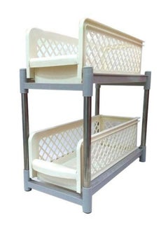 Generic 2-Tier Portable Basket Drawers Organizer Off White/Grey 2Liters 