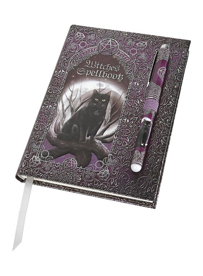ATL Hard Cover Embossed Journal Notebook With Pen Multicolour - Image 1