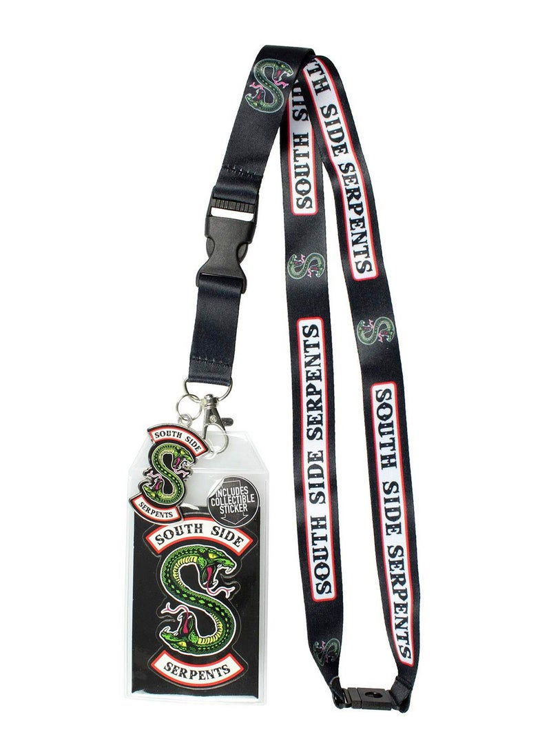 بايو وورلد حامل شارات الهوية بحبل قصير للتعليق بتصميم مطبوع بعبارة 'Southside Serpents' متعدد الألوان - Image 1