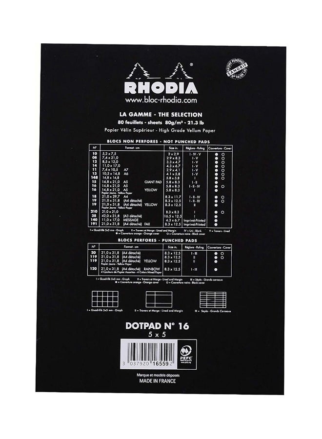 Rhodia Black Basics Squared Pad 21Cm*14.8Cm Size N16 80G80 Sheet No.16559C Black - v1555709440/N23814259A_2