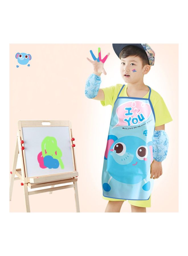 Elephant Printed Apron And Sleeve Set Blue/Pink/Brown  - Image 2
