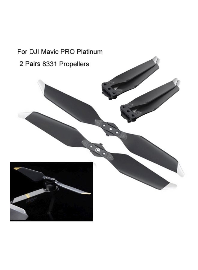 Voberry - 2-Pair Low-Noise Quick-Release Propellers Set For DJI Mavic Pro Platinum Black/White/Yellow - Image 1
