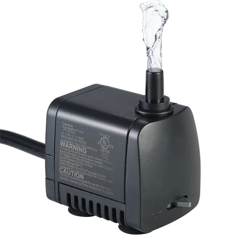 مضخة مياه غاطسة صغيرة بتصميم نافورة، مناسبة لخزان حوض السمك أسود 14.5 x 9 x 11سم