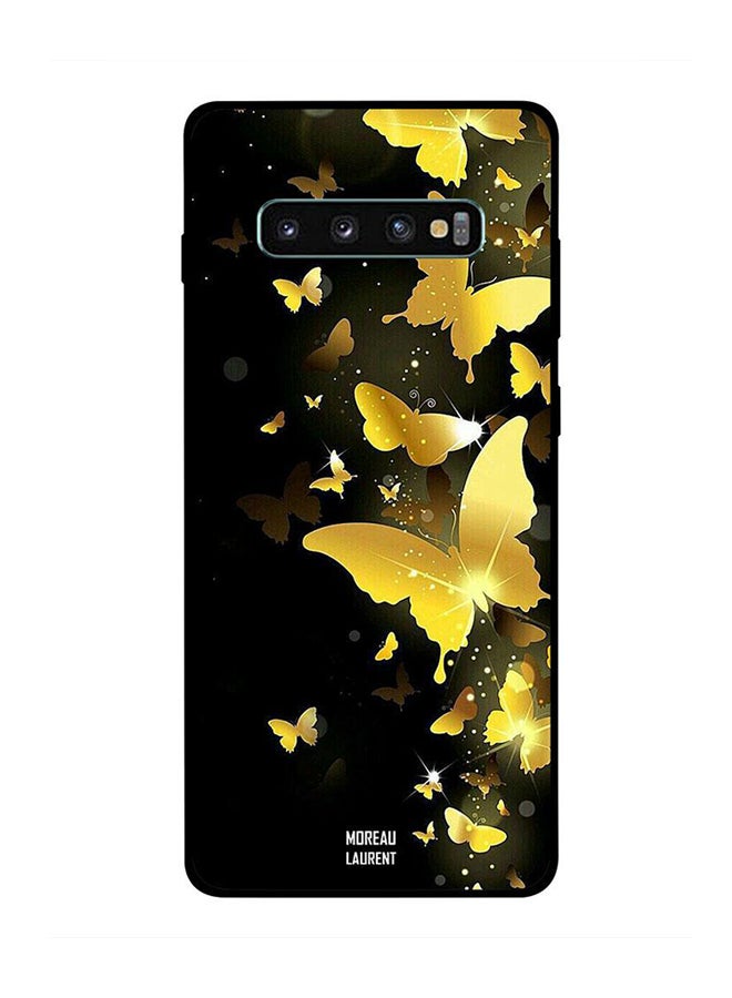 مورو لورنت غطاء حماية واقِ لهاتف سامسونج جالاكسي S10 بلس مطبوع برسمة فراشات طائرة صفراء
