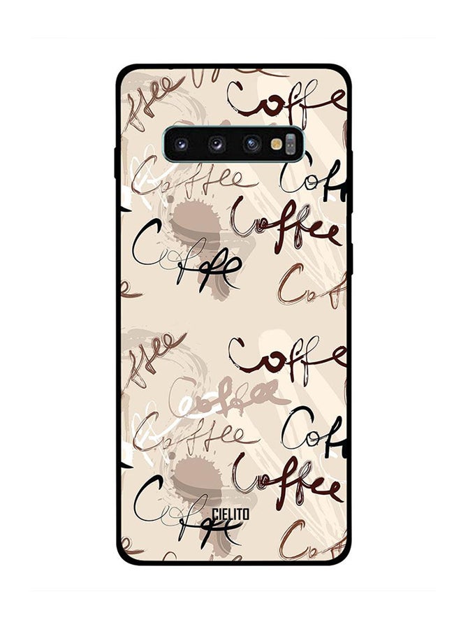 سيليتو غطاء حماية واقِ لهاتف سامسونج جالاكسي S10 بلس تصميم مطبوع عليه كلمة "Coffee" بشكل متكرر