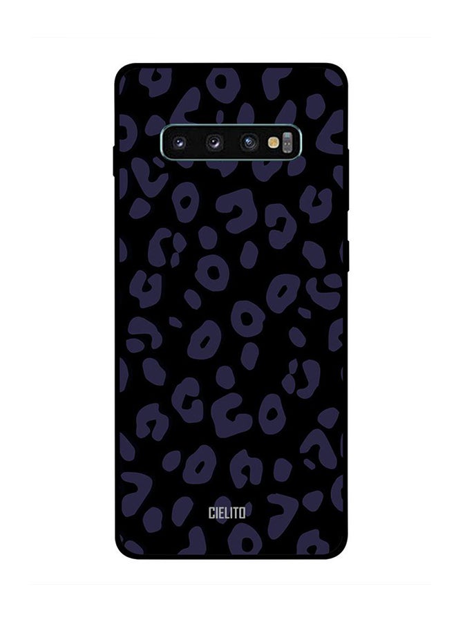 CIELITO Protective Case Cover For Samsung Galaxy S10 Plus Black & Blue Leopard Print
