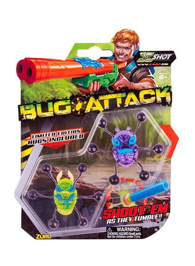 x_shot لعبة باغ أتاك من إكس-شوت طراز 4803 من مجموعة حشرات قابلة لإعادة التعبئة من قطعتين