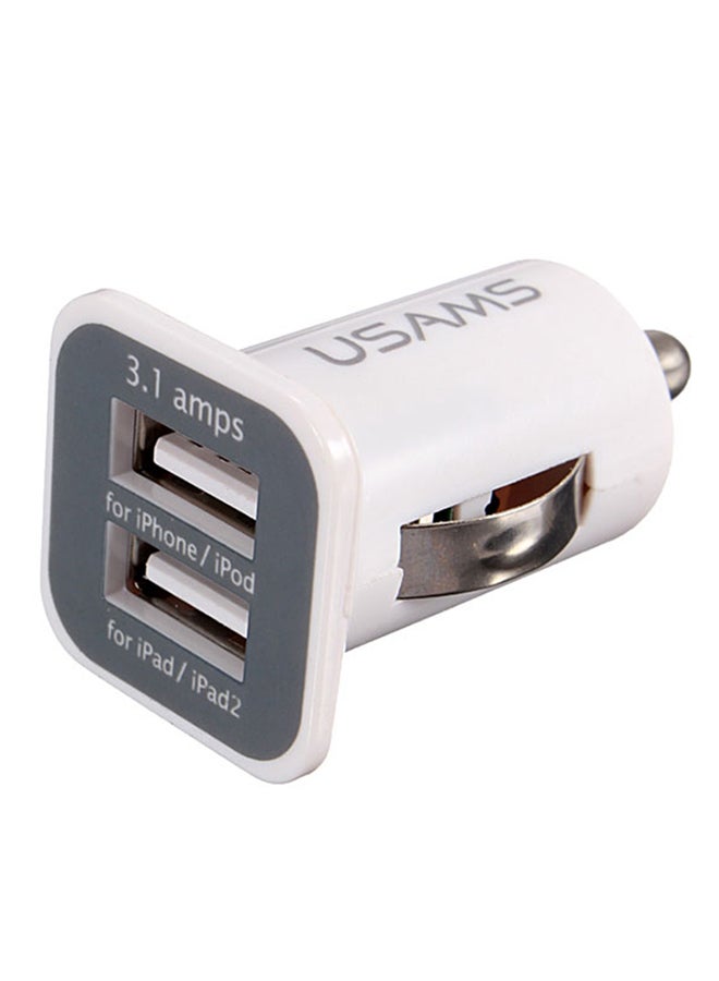 New Universal 2.1A 1A Dual Port 12V USB Car Charger Mini Auto Socket Adapter SatNav suit For iPhone For SAMSUNG For Xiaomi/Lumia White