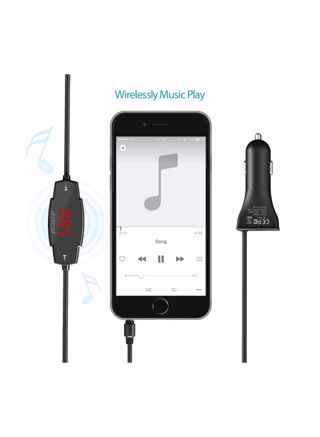 dodocool USB Car Charger With Wireless FM Transmitter Radio DA82zxc Black/Silver  - Image 2