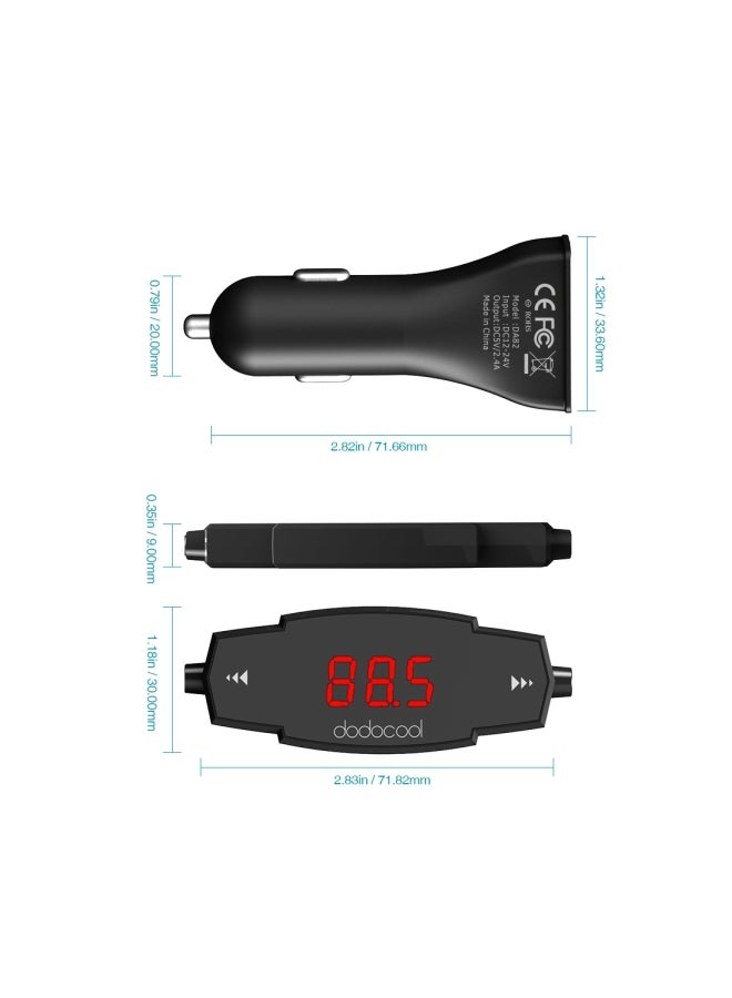 dodocool USB Car Charger With Wireless FM Transmitter Radio DA82zxc Black/Silver  - Image 3