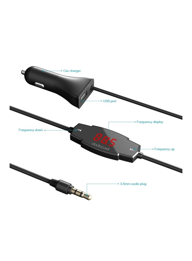 dodocool USB Car Charger With Wireless FM Transmitter Radio DA82zxc Black/Silver  - Image 4