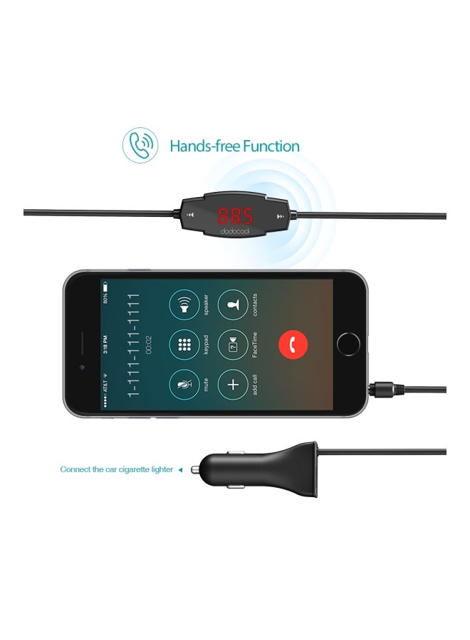 dodocool USB Car Charger With Wireless FM Transmitter Radio DA82zxc Black/Silver  - Image 5