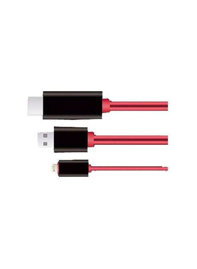 Generic - Lightning To HDMI HDTV Cable For Apple iPhone/iPad/iPod Red - Image 1