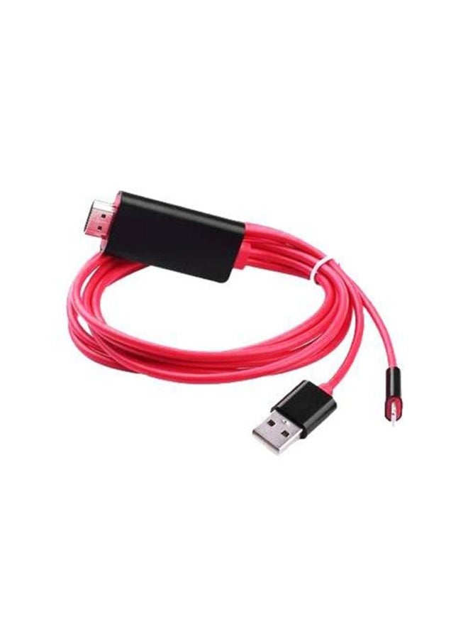 Generic - Lightning To HDMI HDTV TV AV Adapter Cable Red - Image 1