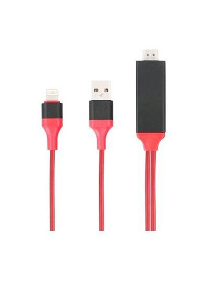 Generic - Lightning To HDMI HDTV TV AV Adapter Cable Red - Image 1
