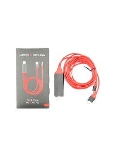 Lightning To HDMI Adapter Charging Cable For Apple iPhone And iPad Red