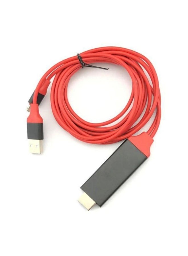 Generic - Lightning To HDMI Adapter Charging Cable For Apple iPhone And iPad Red - Image 1