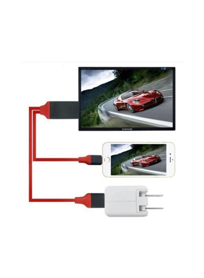 Generic - Lightning To HDMI Adapter Charging Cable For Apple iPhone And iPad Red - Image 1