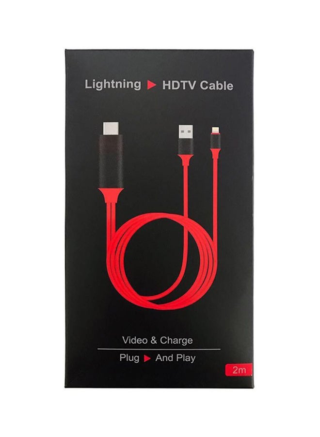 Generic - Lightning HDTV Cable For Apple iPhone 5/5s/6/6 Plus/7/7 Plus Red/Black - Image 1