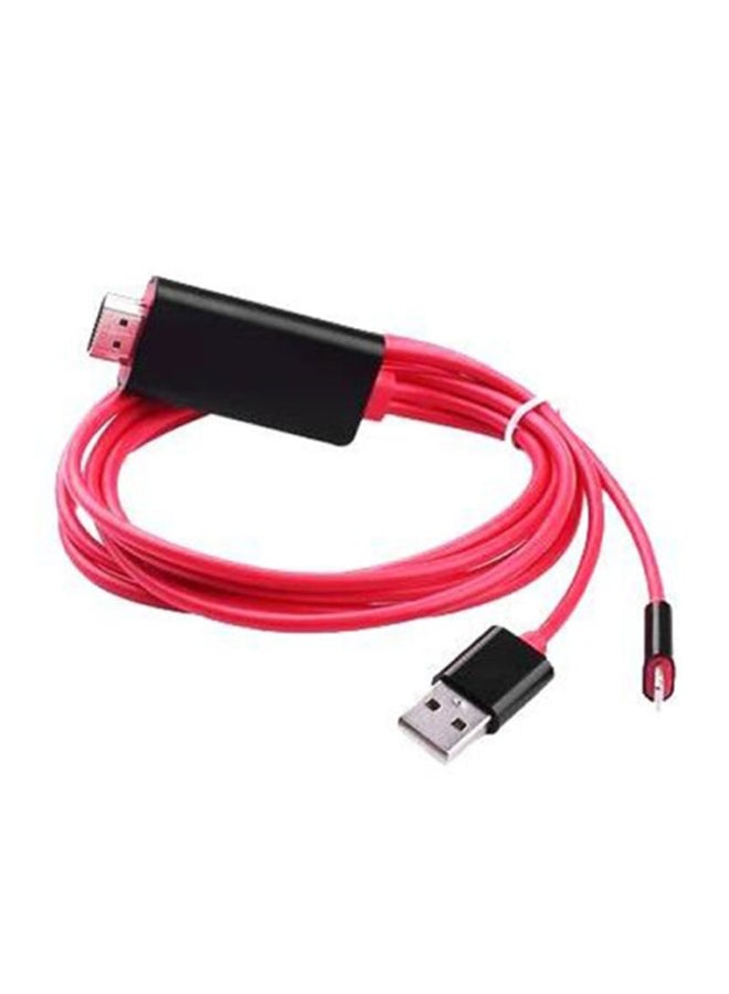HDMI HDTV Cable For Apple iPhone 7/6s/6 Plus/5/5s/SE And iPad Red/Black - Image 1