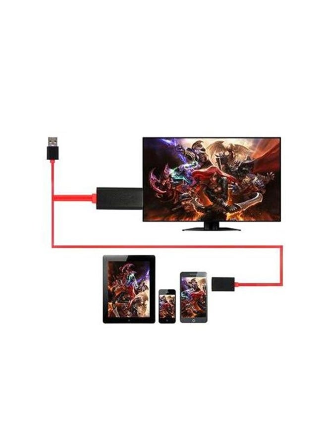 HDMI HDTV Cable For Apple iPhone 7/6s/6 Plus/5/5s/SE And iPad Red/Black - Image 2