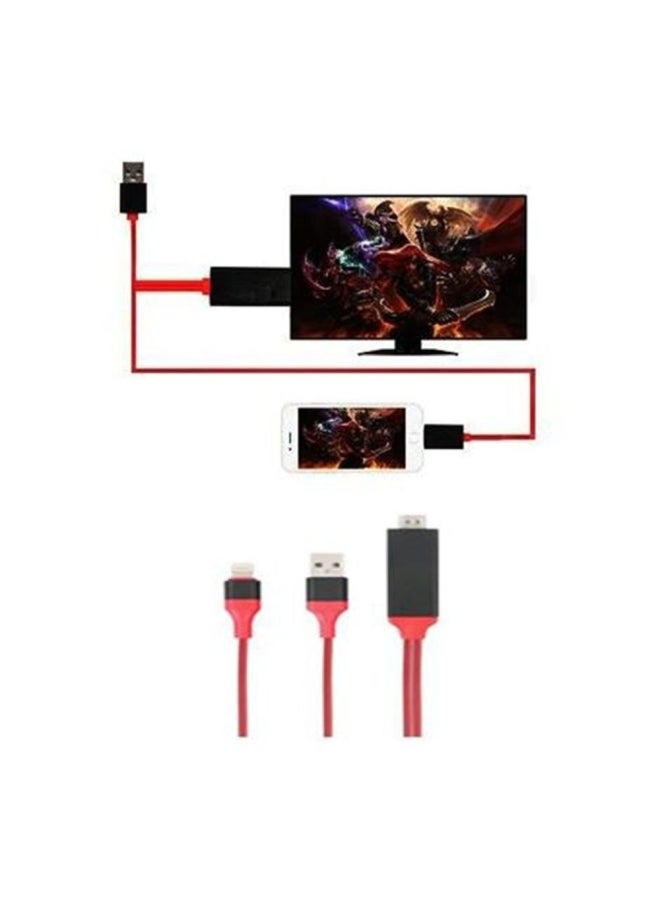 HDMI HDTV Cable For Apple iPhone 7/6s/6 Plus/5/5s/SE And iPad Red/Black - Image 3