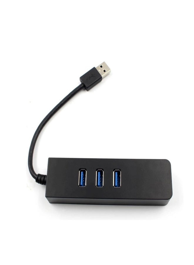 Sharpdo 3-Port USB Hub With Ethernet Adapter Black/Blue/Silver - Image 2