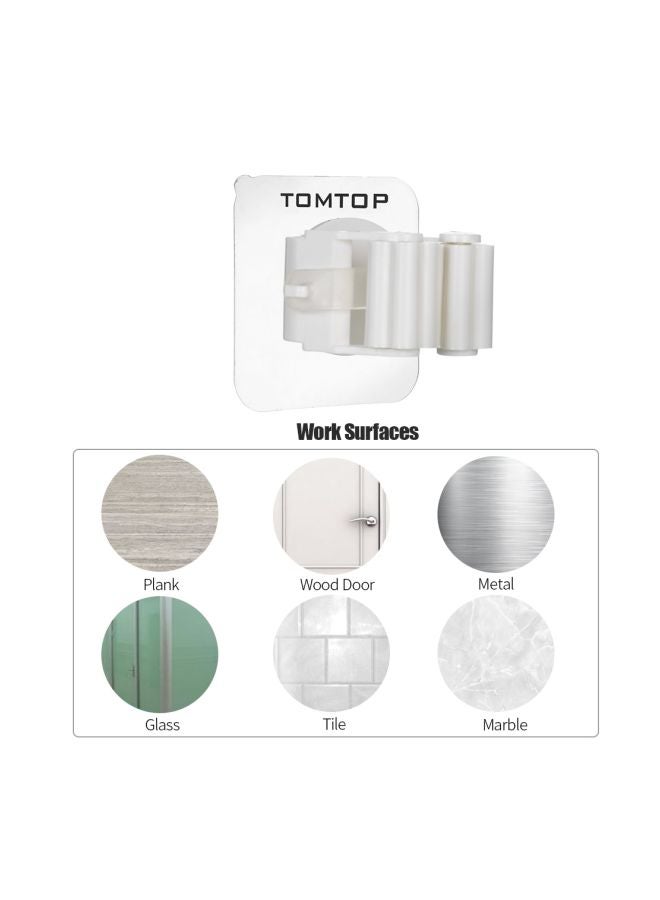 Tomtop Mop Holder Wall Hook White 8.50x4.50x6.00cm - Image 2