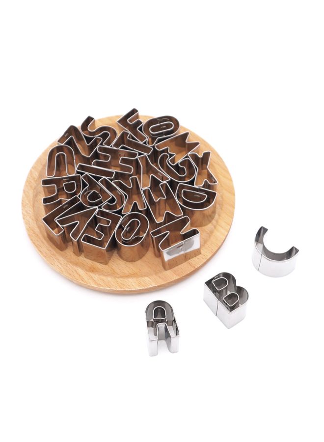 26-Piece Stainless Steel Alphabet Letters Biscuit Cutters Silver