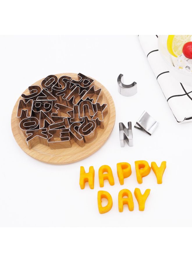 26-Piece Stainless Steel Alphabet Letters Biscuit Cutters Silver