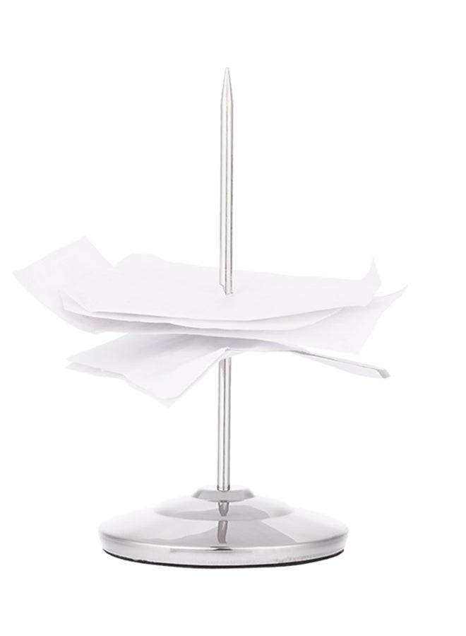 Stainless Steel Straight Rod Paper Memo Holder Silver - Image 1