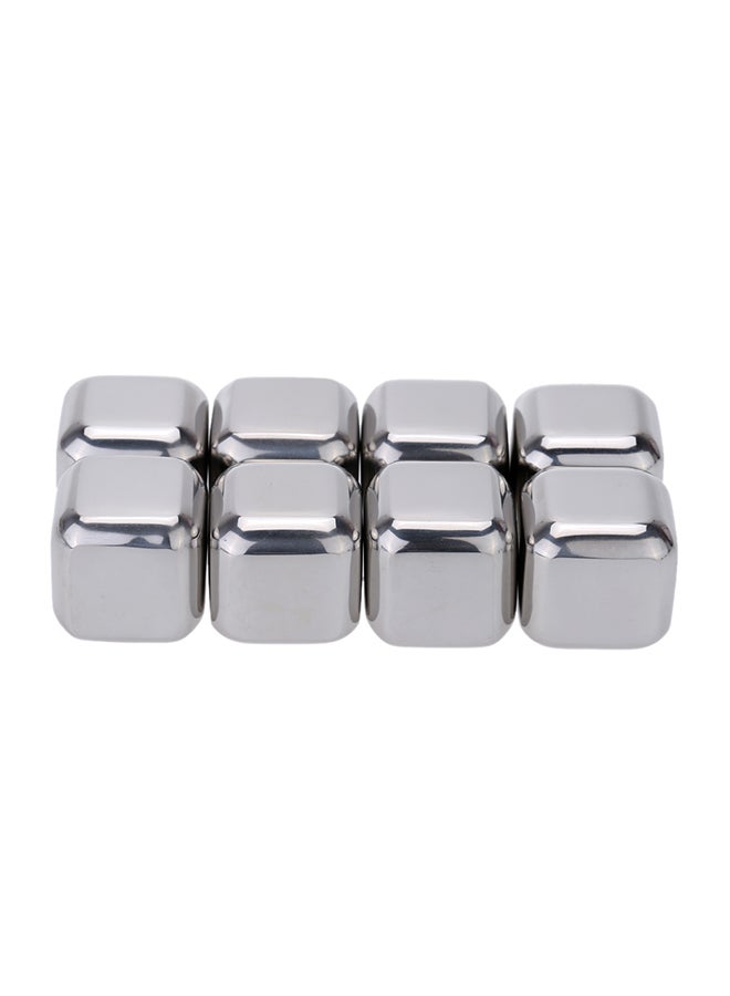 Generic - 8-Piece Reusable Ice Cube Cooler Stone With Plastic Storage Case Silver - Image 1