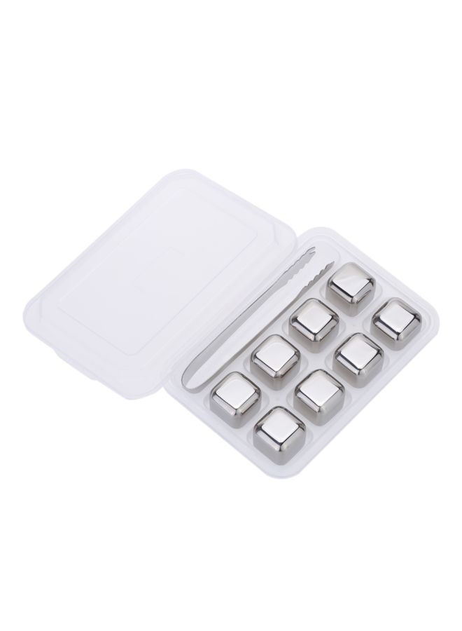 Generic - 8-Piece Reusable Ice Cube Cooler Stone With Plastic Storage Case Silver - Image 1