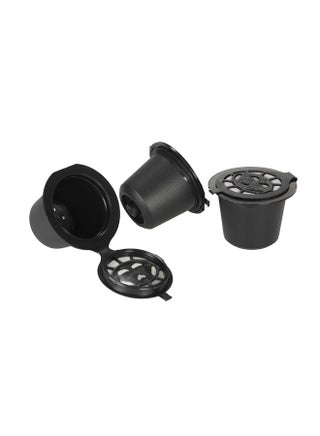 3-Piece Reusable Coffee Pods For Nespreso Machine With Spoon and Brush Black - v1555783387/N23410368A_1
