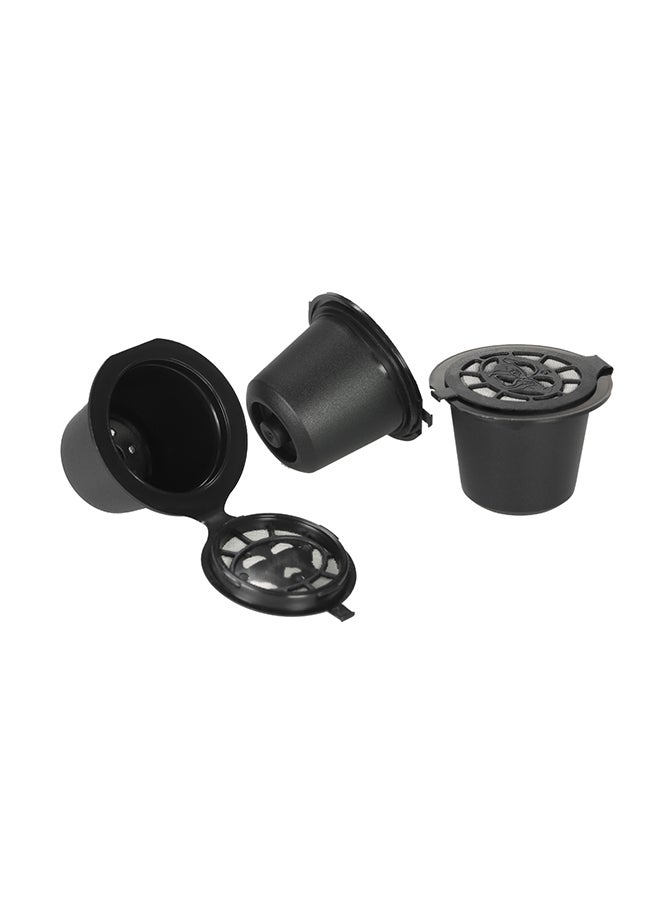 3-Piece Reusable Coffee Pods For Nespreso Machine With Spoon and Brush Black