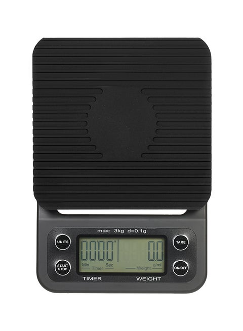 Electric LCD Display Coffee Drip Scale With Timer and Tare Function Black 3kg