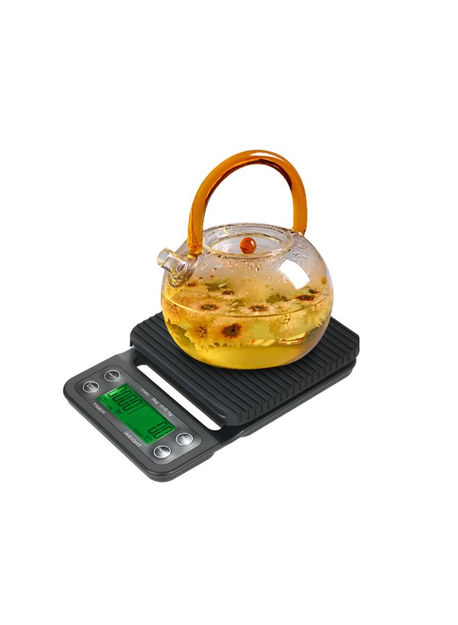Electric LCD Display Coffee Drip Scale With Timer and Tare Function Black 3kg