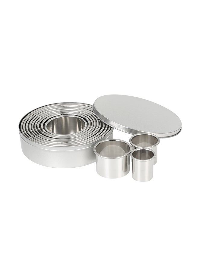 Generic - 12-Piece Stainless Steel Circle Cookie Cutter with Storage Box Silver - Image 1