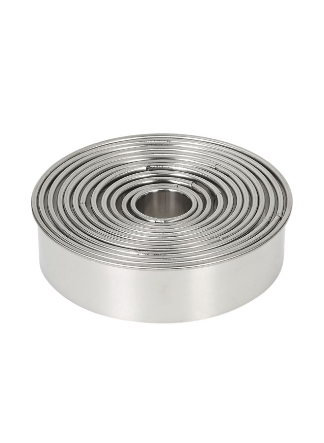 Generic - 12-Piece Stainless Steel Circle Cookie Cutter with Storage Box Silver - Image 1