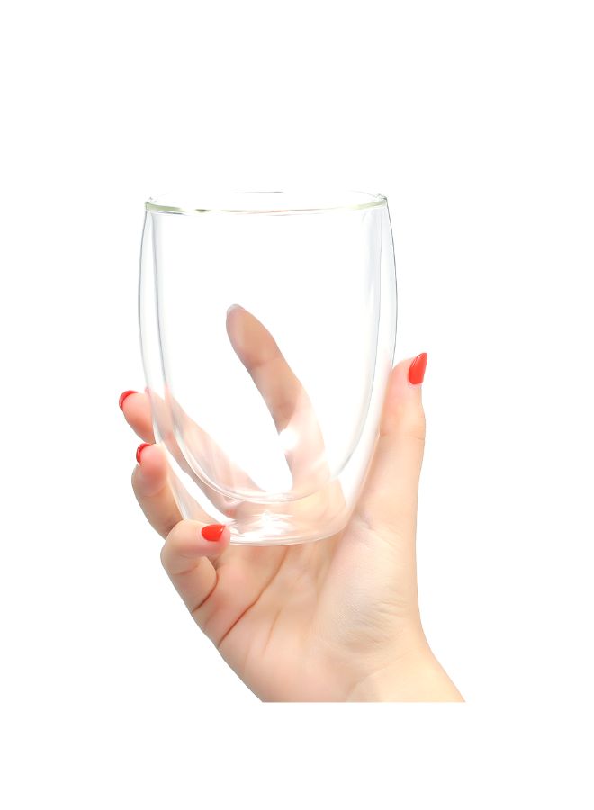 Double Wall Glass Cup White - Image 2