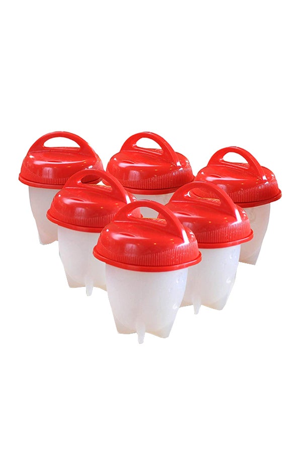 6-Piece Non-stick Egg Cooker Red  - Image 1