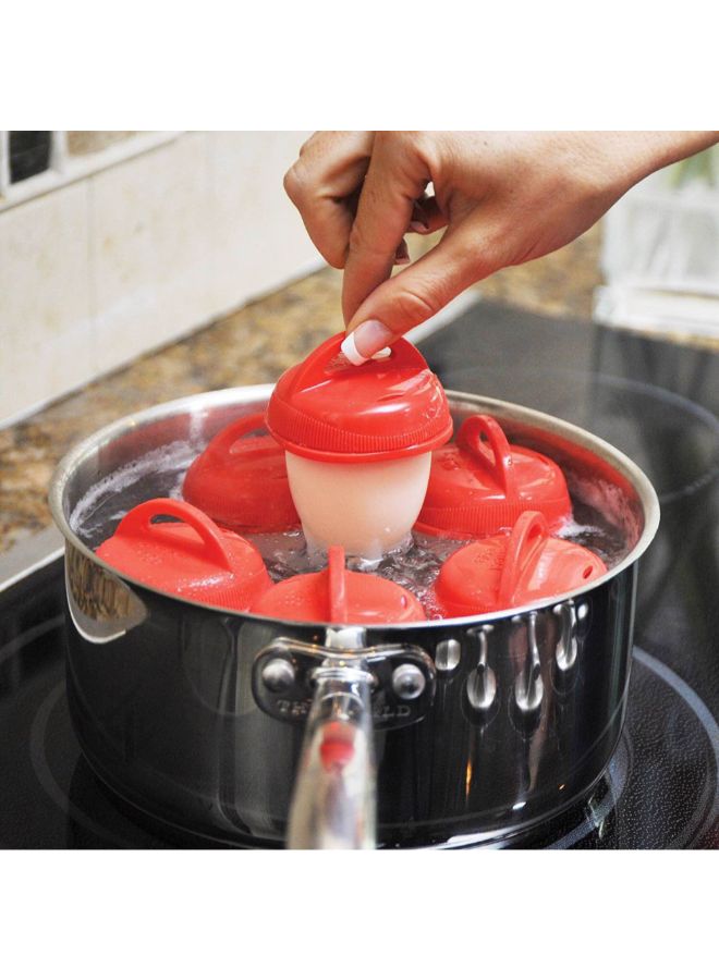 6-Piece Non-stick Egg Cooker Red  - Image 2