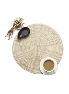 2-Piece Hand-Woven Round Placemat For Dining Table Beige/White - v1555783586/N23412684A_1