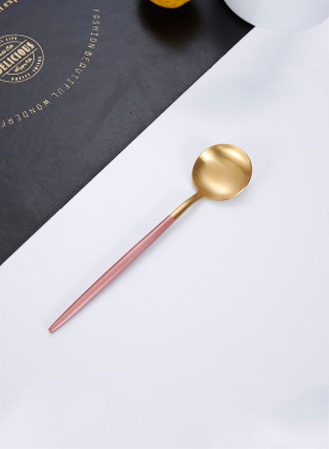 iLife - 4-Piece Stainless Steel Cutlery Steak Knife Fork Spoon Set Pink/Gold 30x20x5cm - Image 1