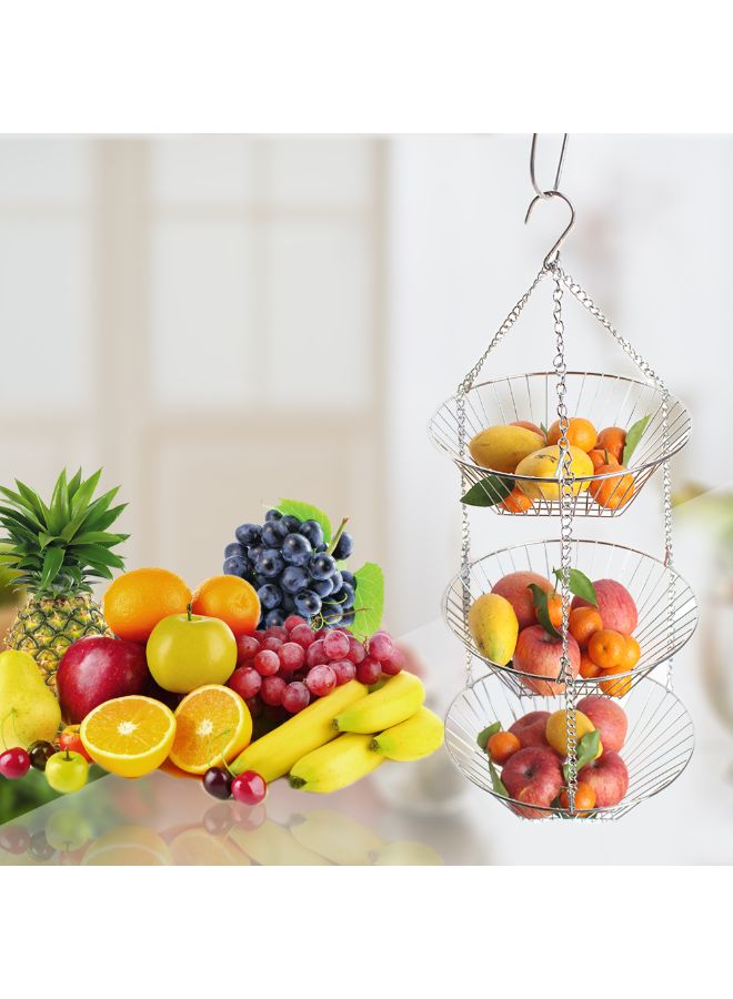 روندفل سلة فواكه معلقة ومصنوعة من 3 طبقات فضي - Image 3