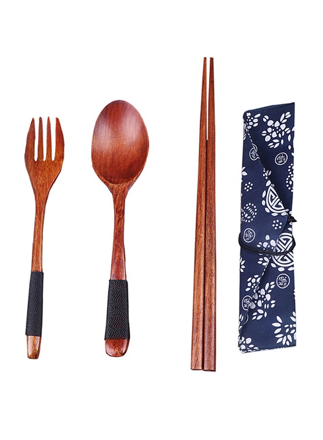 روندفل طقم أدوات مائدة خشبية محمولة أسود - Image 1