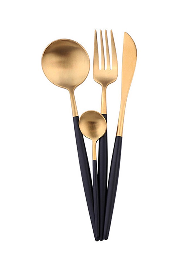 4-Piece Western Style Cutlery Fork And Spoon Set Black/Gold - v1555783787/N23426800A_1